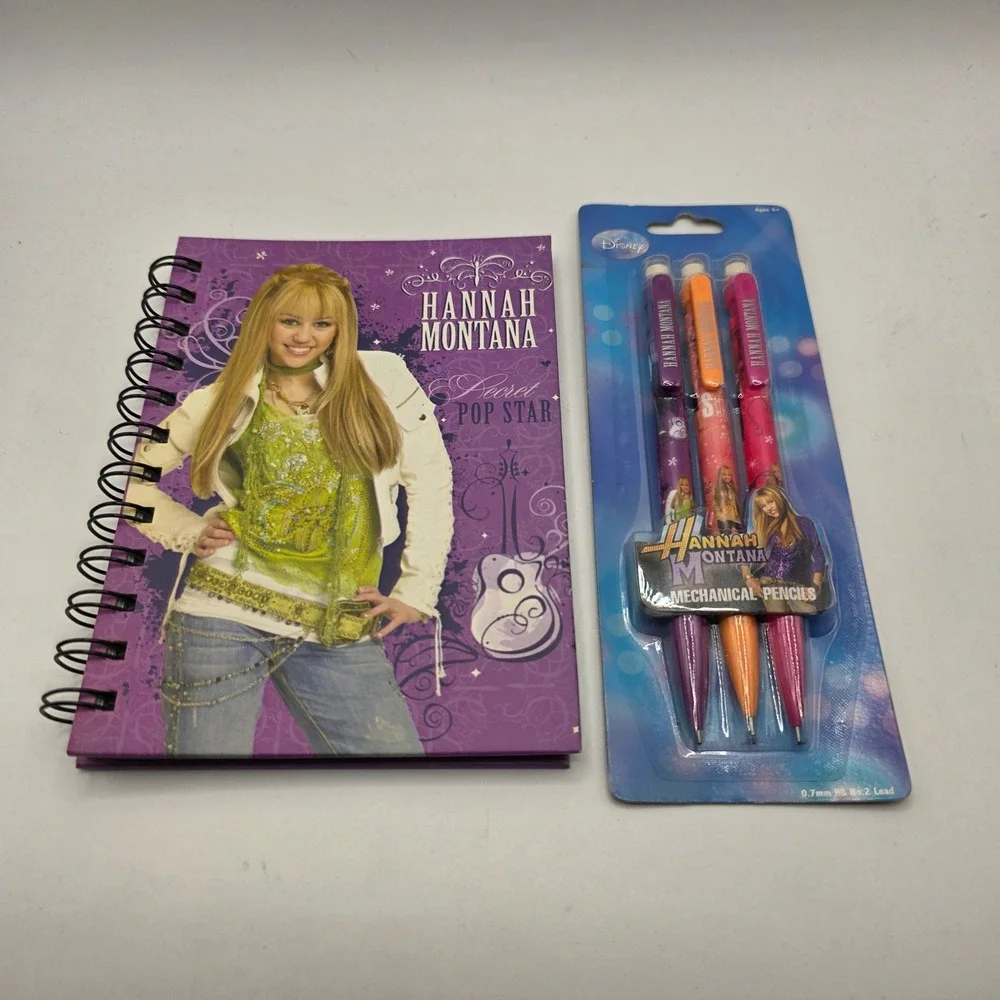 Disney Hannah Montana Secret Pop Star Notebook and Mechanical Pencils Set 2008